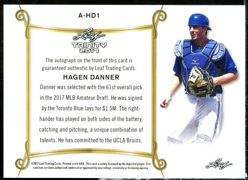 Hagen Danner Card 2017 Leaf Trinity #AHD1  Image 2