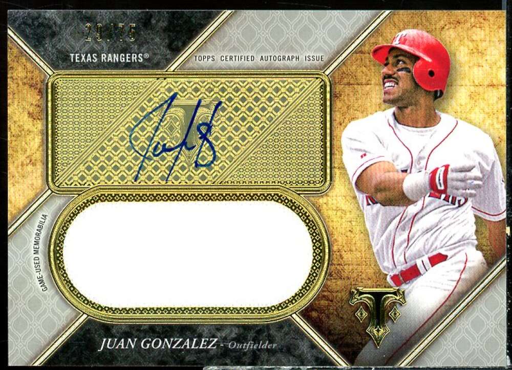 Juan Gonzalez 2017 Triple Threads Unity Jumbo Relic Autographs Silver #UAJRJN  Image 1