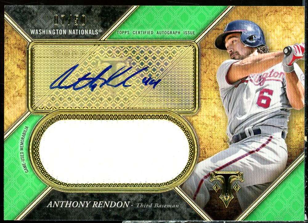 Anthony Rendon 2017 Triple Threads Unity Jumbo Relic Autographs Emerald #UAJRAR  Image 1