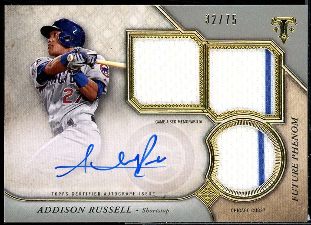 Addison Russell JSY AU Card 2017 Topps Triple Threads Silver #RPAARU  Image 1