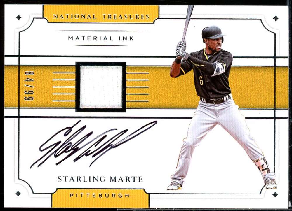 Starling Marte Card 2017 Panini National Treasures Material Ink #7  Image 1