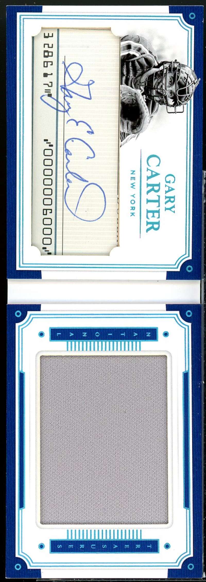 Gary Carter 2017 Panini National Treasures Legends Cuts Booklet Materials #59  Image 1