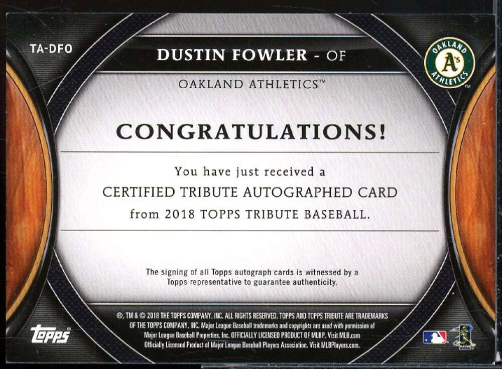 Dustin Fowler Card 2018 Topps Tribute Autographs #TADFO  Image 2