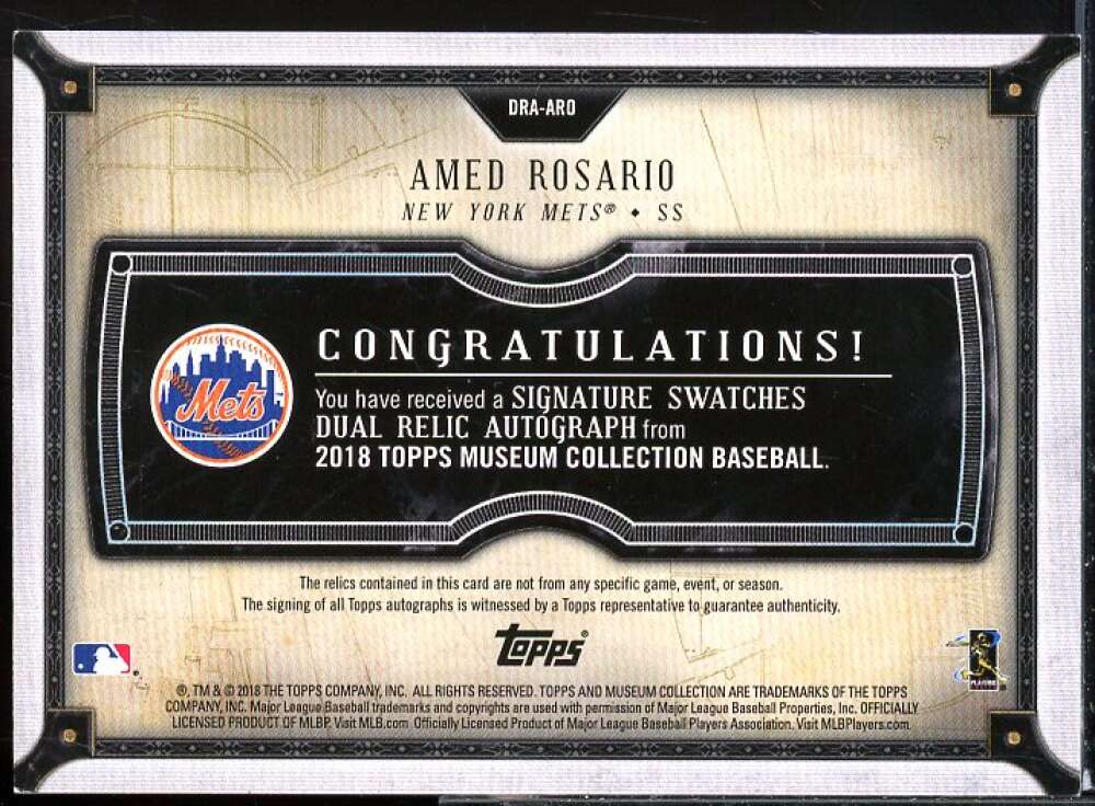 Amed Rosario 2018 Museum Collection Signature Swatches Dual Relic AU #DRAARO  Image 2