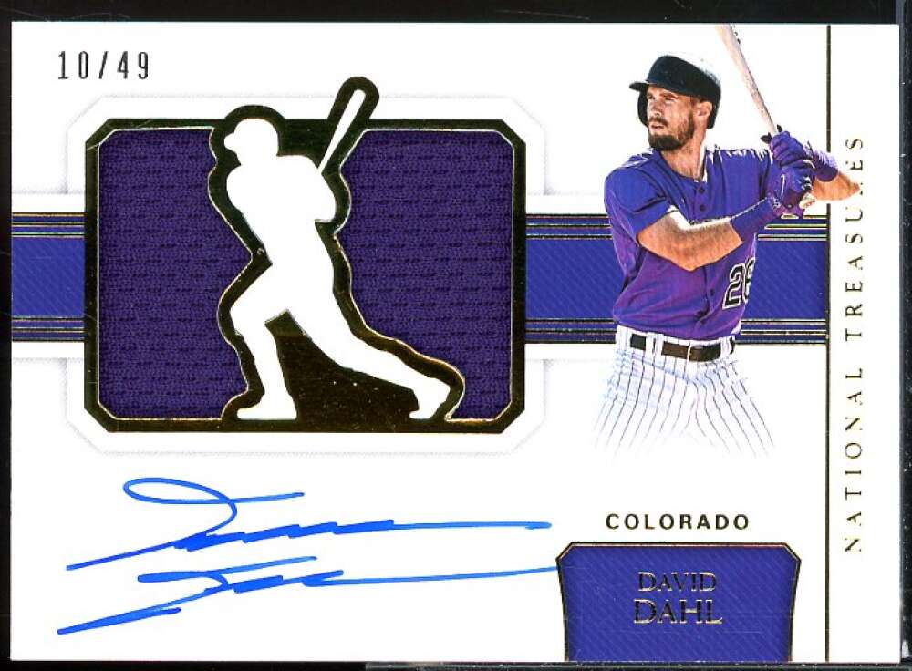 David Dahl 2018 Panini National Treasures Signature Jumbo Memorabilia Gold #26  Image 1