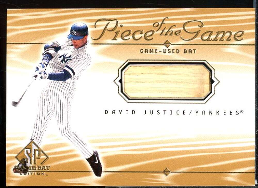 David Justice Card 2001 SP Game Bat Edition Piece of the Game #DJ  Image 1