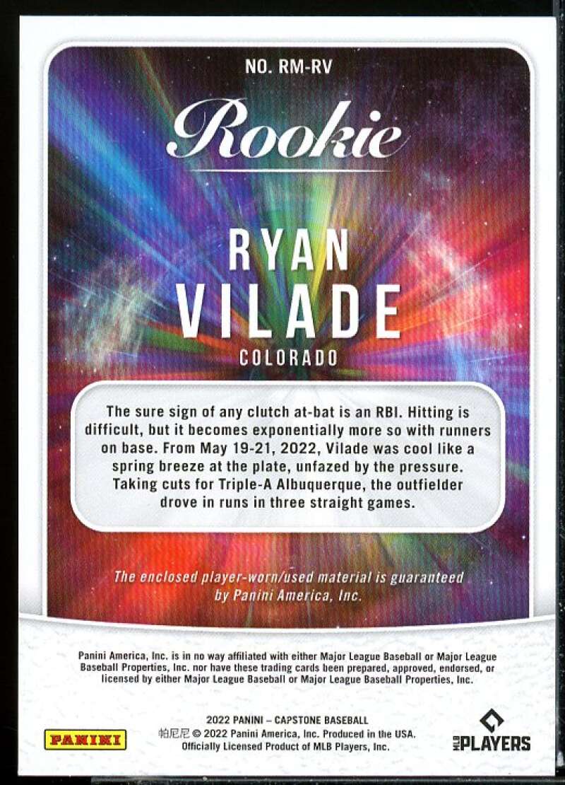 Ryan Vilade Card 2022 Panini Capstone Rookie Materials Holo Gold #32  Image 2
