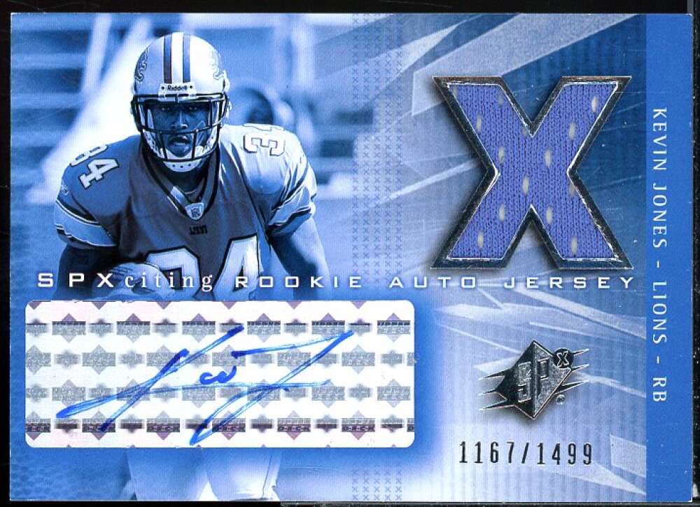 Kevin Jones JSY AU Rookie Card 2004 SPx #213  Image 1