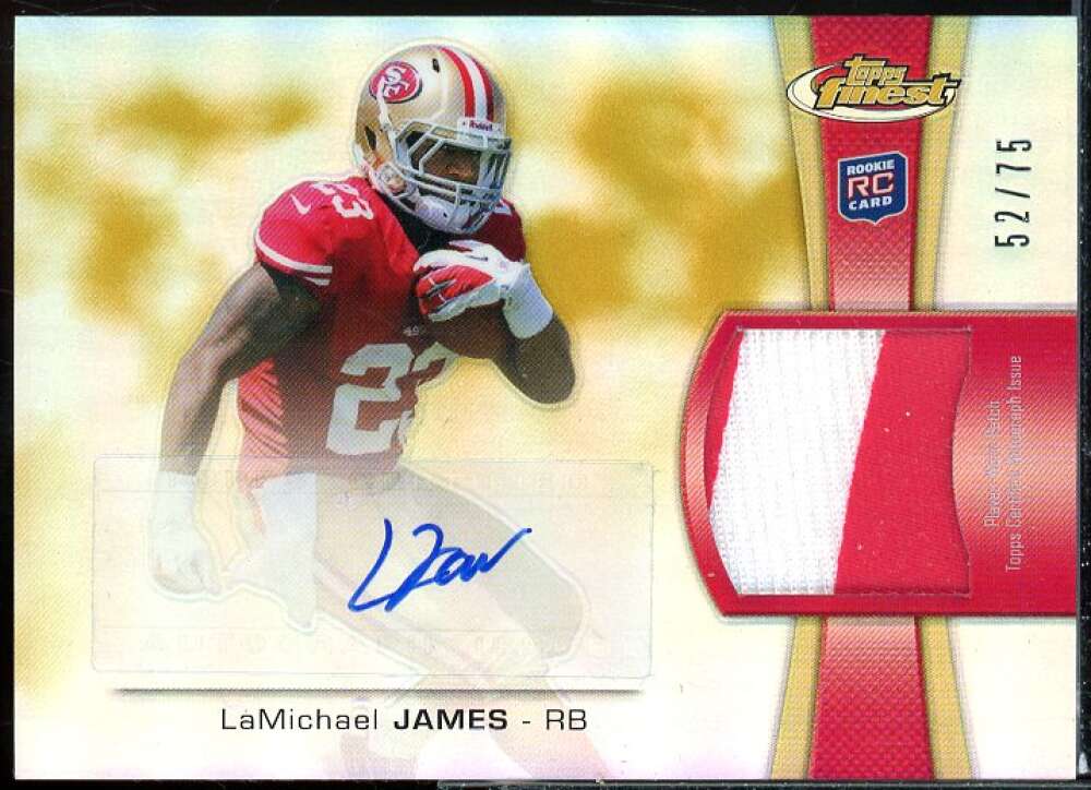 LaMichael James Card 2012 Finest Rookie Patch Autographs Gold Refractors #RAPLJ  Image 1