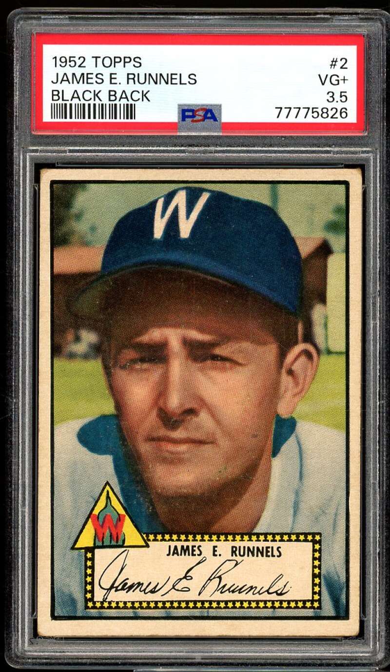 James E. Runnels Rookie Card 1952 Topps Black Back #2 PSA 3.5 Image 1