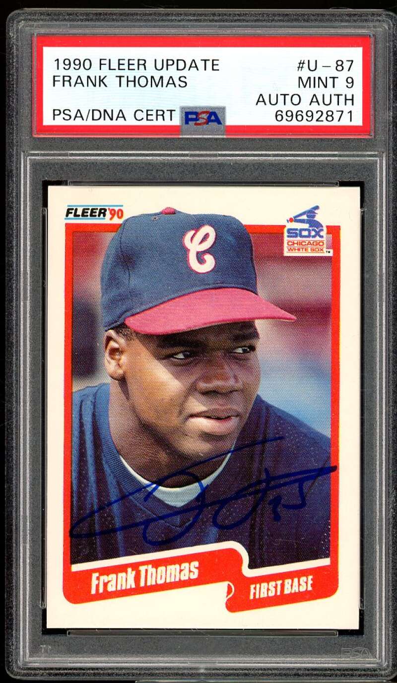 Frank Thomas Rookie Card 1990 Fleer Update #U-87 PSA 9 Auto Authentic Image 1