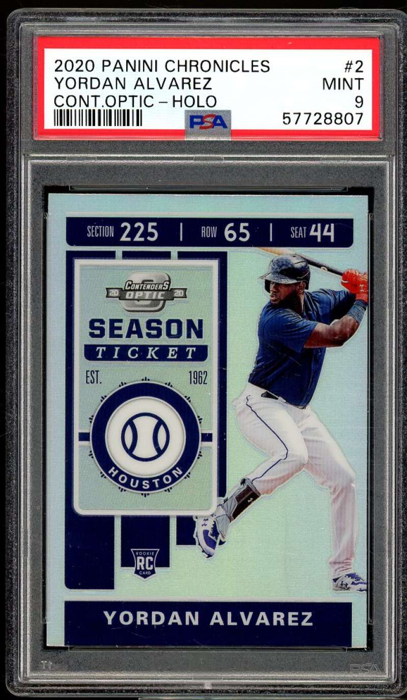 Yordan Alvarez Rookie Card 2020 Panini Chronicles Contenders Optic Holo #2 PSA 9 Image 1