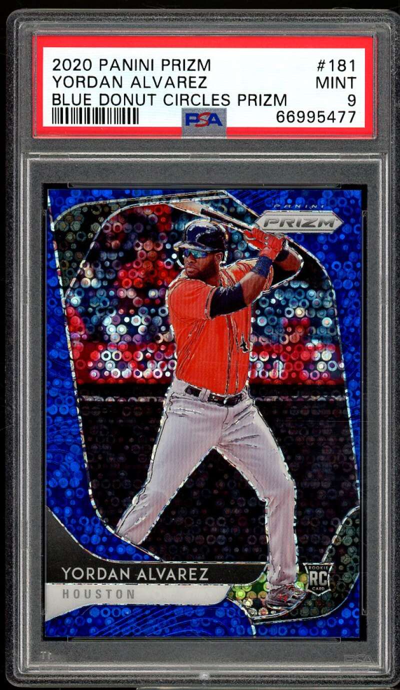 Yordan Alvarez Rookie Card 2020 Panini Prizm Blue Donut Circles Prizm #181 PSA 9 Image 1