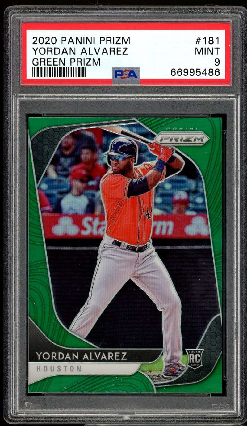 Yordan Alvarez Rookie Card 2020 Panini Prizm Green Prizm #181 PSA 9 Image 1