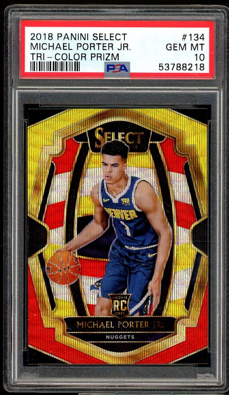 Michael Porter Jr. Rookie Card 2018-19 Panini Select Tri-Color Prizm #134 PSA 10 Image 1