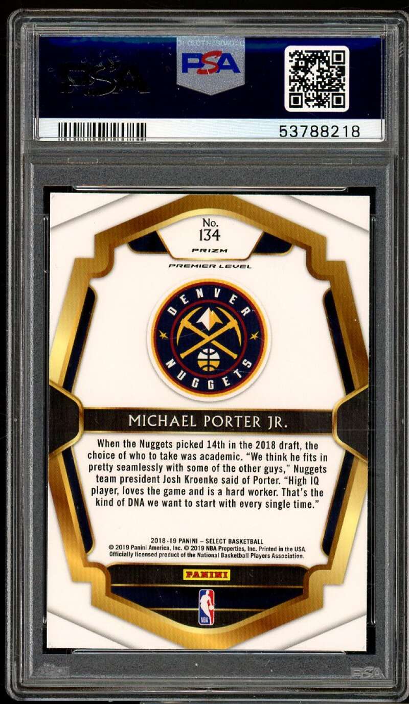 Michael Porter Jr. Rookie Card 2018-19 Panini Select Tri-Color Prizm #134 PSA 10 Image 2