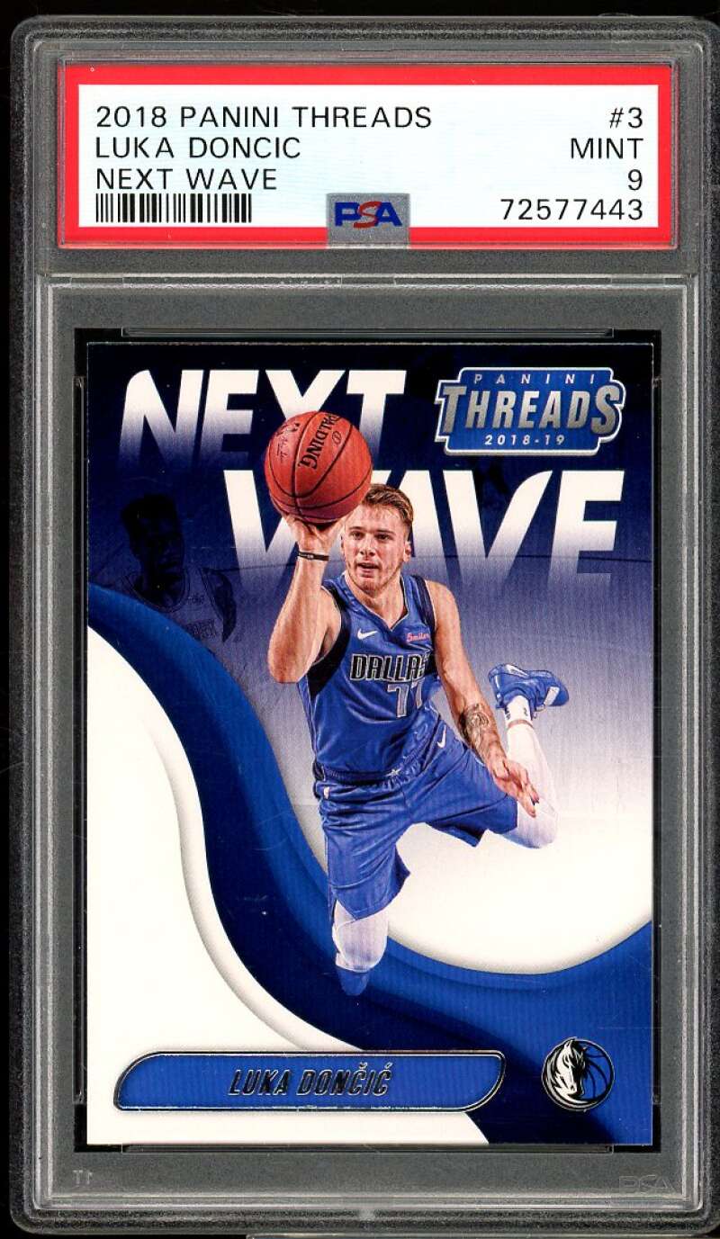 Luka Doncic Rookie Card 2018-19 Panini Threads next Wave #3 PSA 9 Image 1