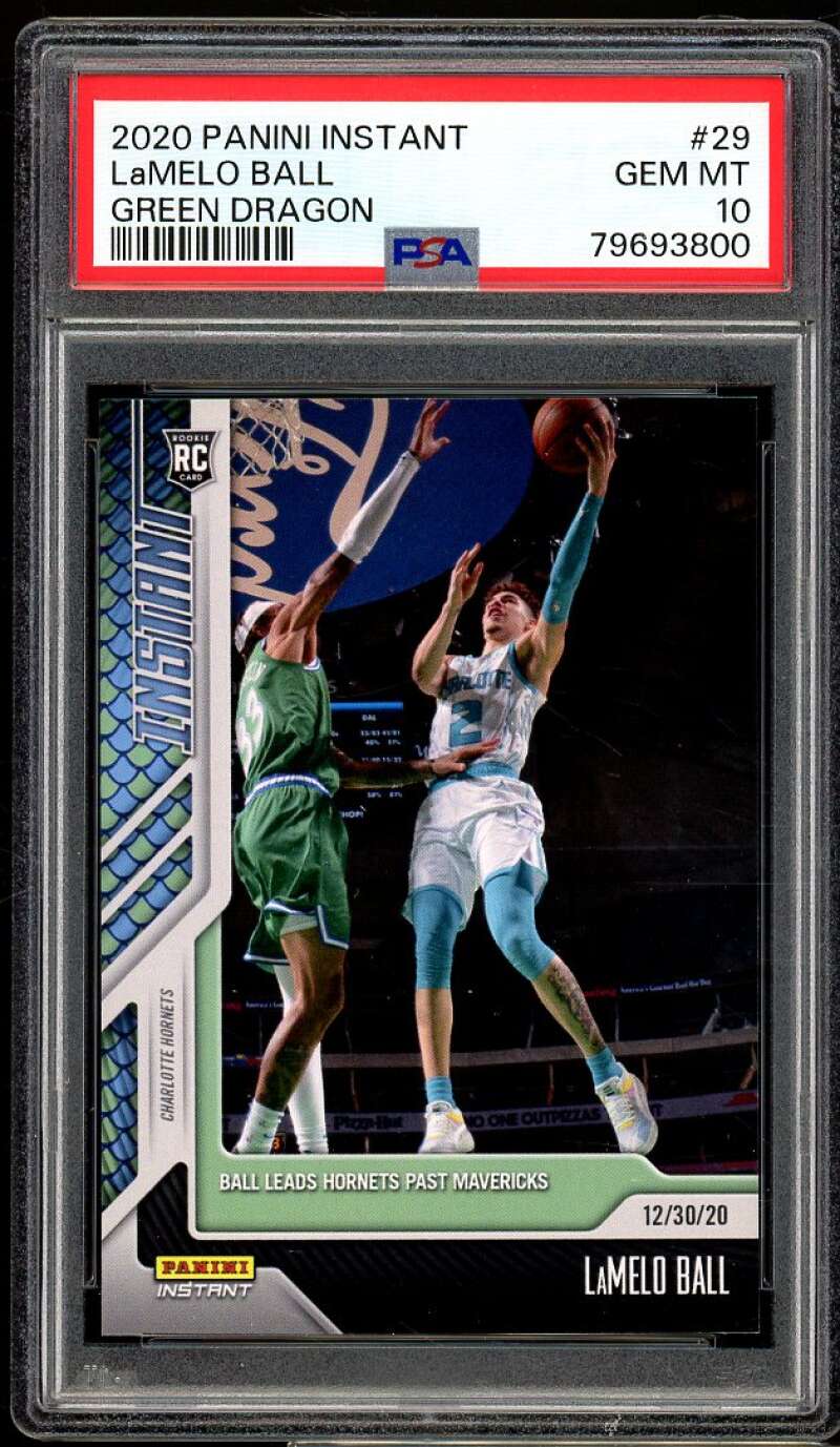 LaMelo Ball Rookie Card 2021-22 Panini Instant Green Dragon (#d 6/8) #29 PSA 10 Image 1