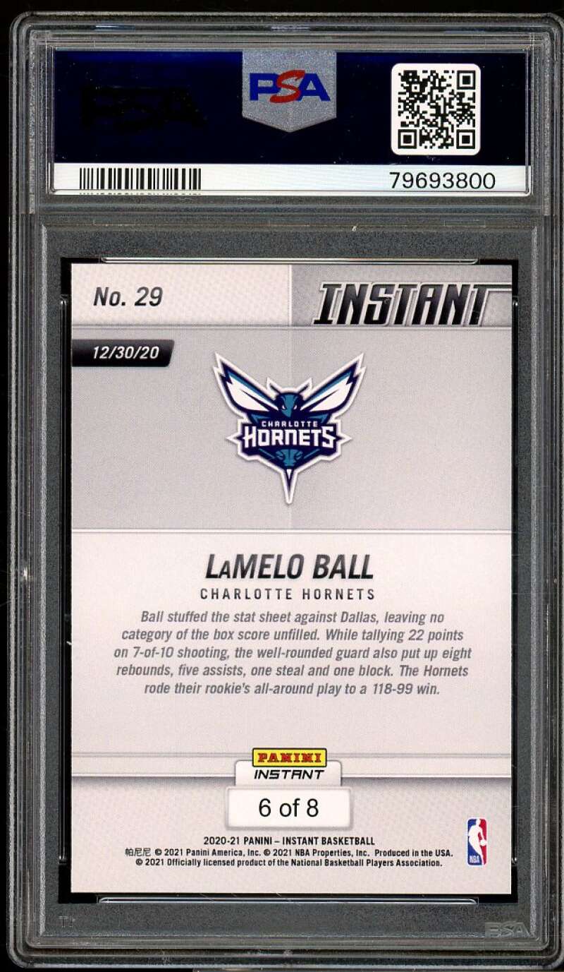 LaMelo Ball Rookie Card 2021-22 Panini Instant Green Dragon (#d 6/8) #29 PSA 10 Image 2