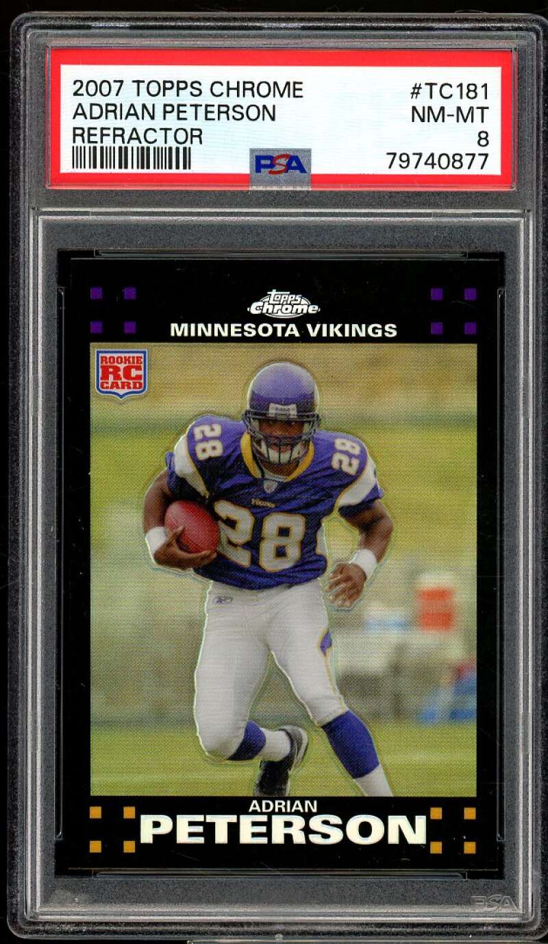 Adrian Peterson Rookie Card 2007 Topps Chrome Refractor #TC181 PSA 8 Image 1