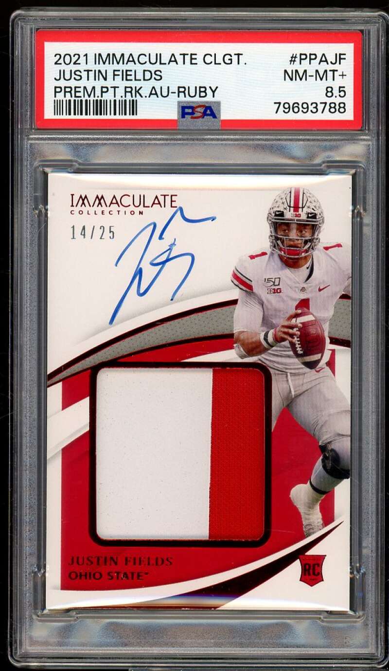 Justin Fields Rookie Card 2021 Immaculate Premium Auto Ruby #PAJF PSA 8.5 Image 1