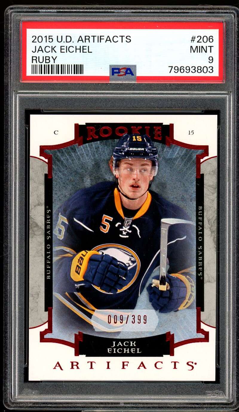 Jack Eichel Rookie Card 2016-17 U.D. Artifacts Ruby #206 PSA 9 Image 1