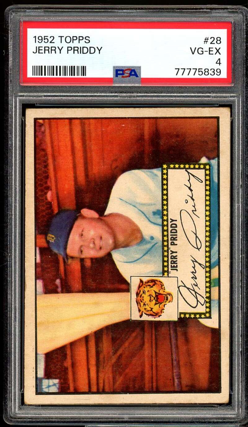 Jerry Priddy Card 1952 Topps #28 PSA 4 Image 1