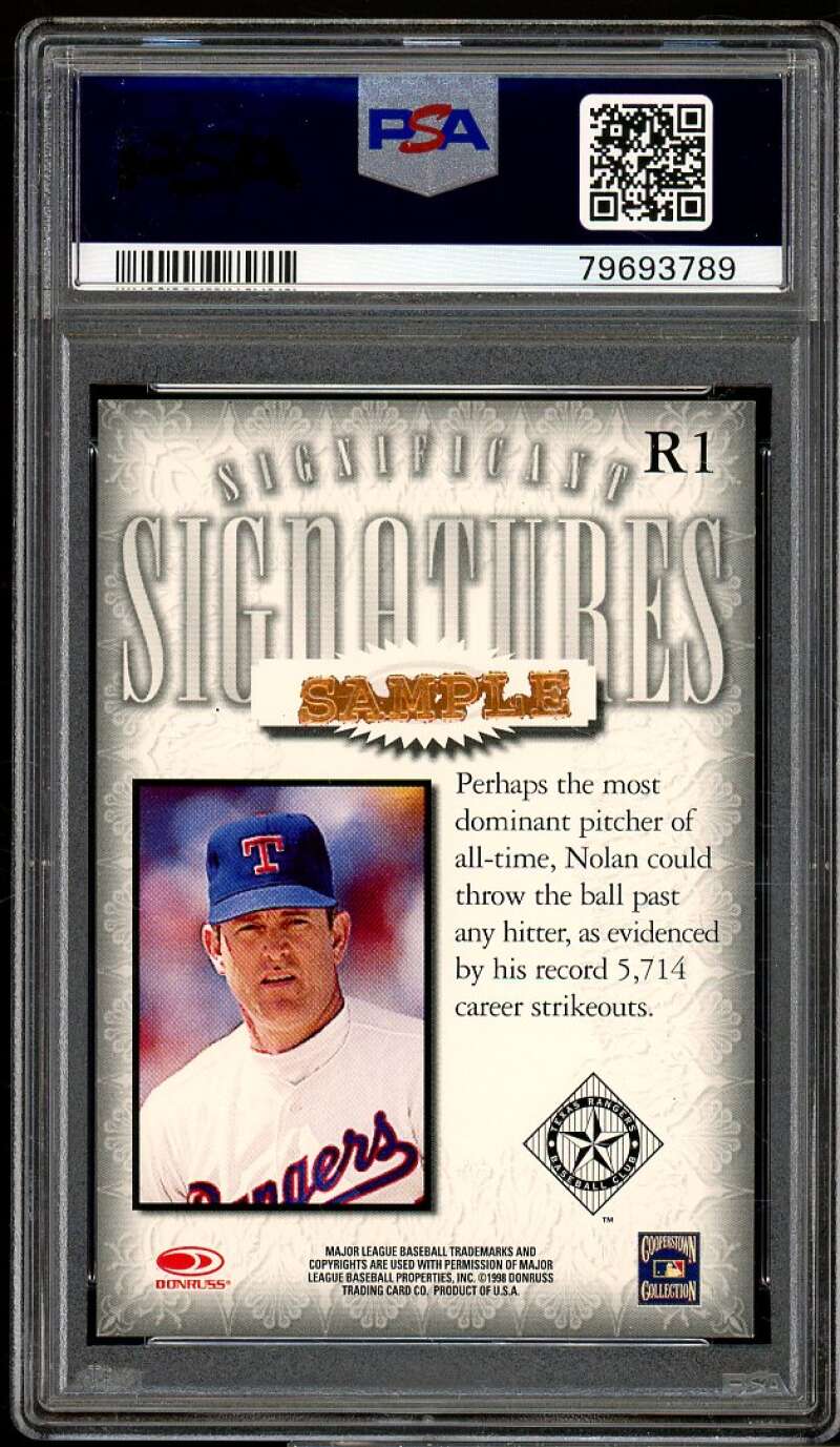 Nolan Ryan 1998 Donruss Signature Significant Signatures Sample (pop 2) #1 PSA 9 Image 2