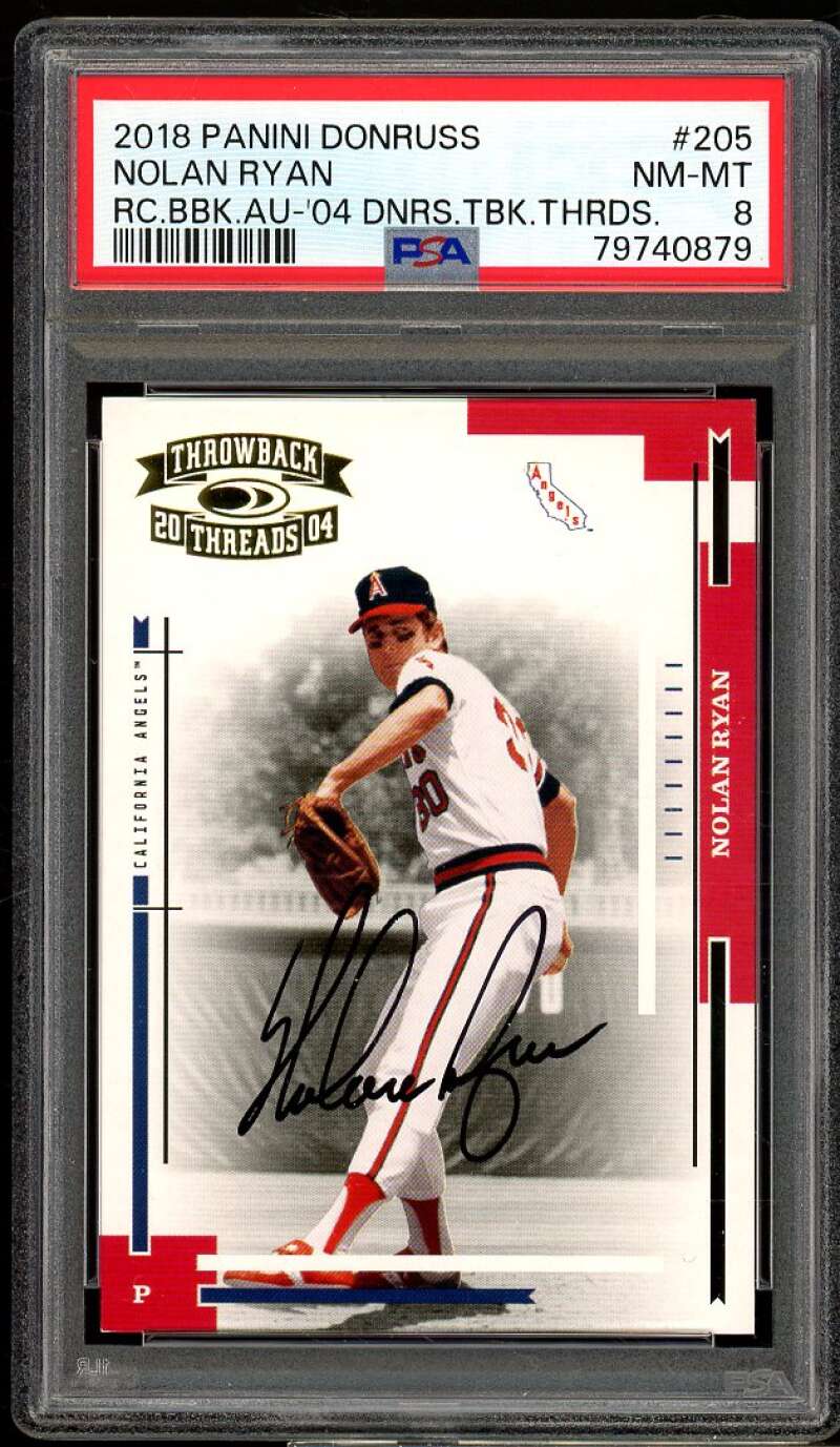 Nolan Ryan Card 2018 Panini Donruss Throwback Auto (#d 1/2) PSA 8 Image 1