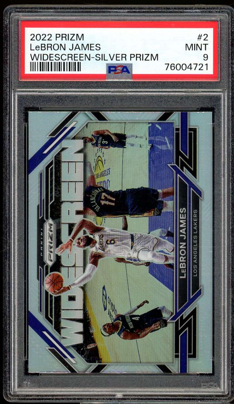 LeBron James Card 2022-23 Panini Prizm Black Widescreen Silver Prizm #2 PSA 9 Image 1