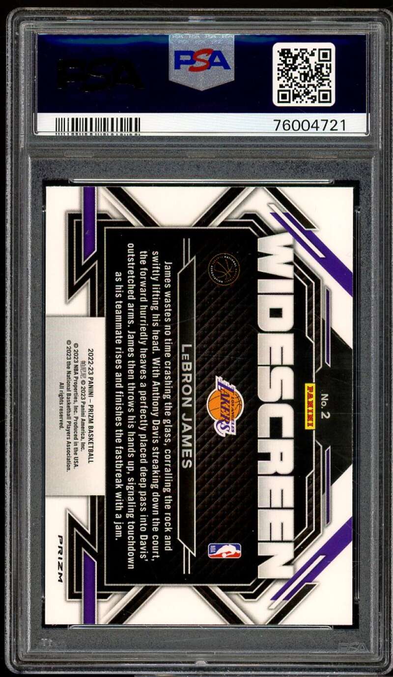 LeBron James Card 2022-23 Panini Prizm Black Widescreen Silver Prizm #2 PSA 9 Image 2