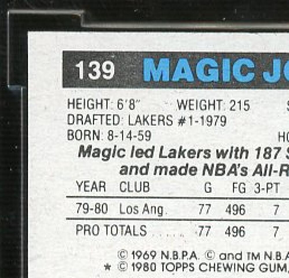 1980-81 Topps #6 Magic Johnson / Erving/ Larry Bird Rookie BGS BCCG 9 Near Mint+ Image 7