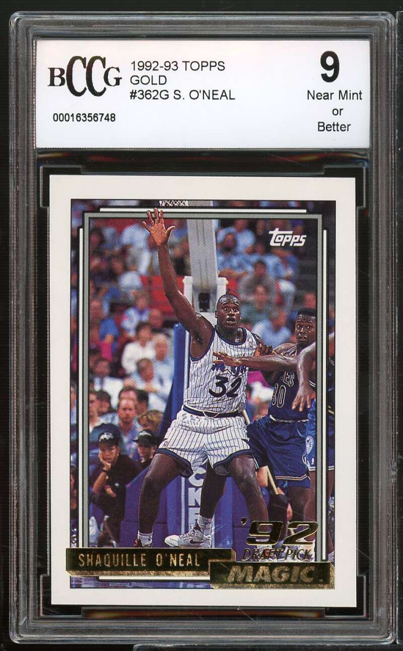 1992-93 Topps Gold #362 Shaquille O'neal Rookie Card BGS BCCG 9 Near Mint+ Image 1