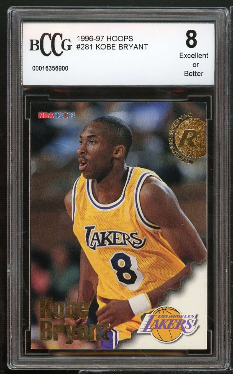 1996-97 Hoops #281 Kobe Bryant Rookie Card BGS BCCG 8 Excellent+ Image 1