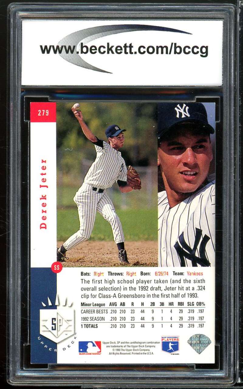 1993 SP #279 Derek Jeter Rookie Card BGS BCCG 8 Excellent+ Image 2