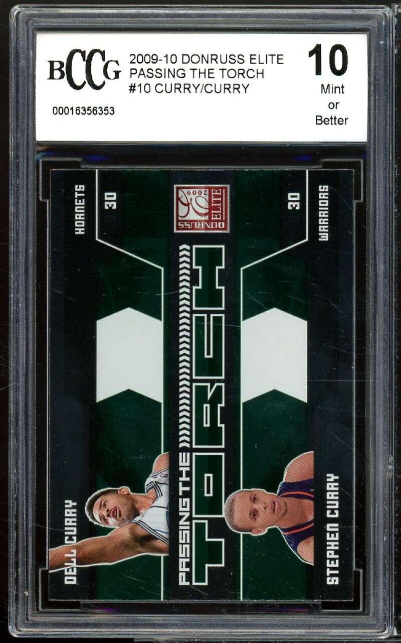 2009-10 Donruss Passing Torch #10 Dell/Stephen Curry Rookie BGS BCCG 10 Mint+ Image 1