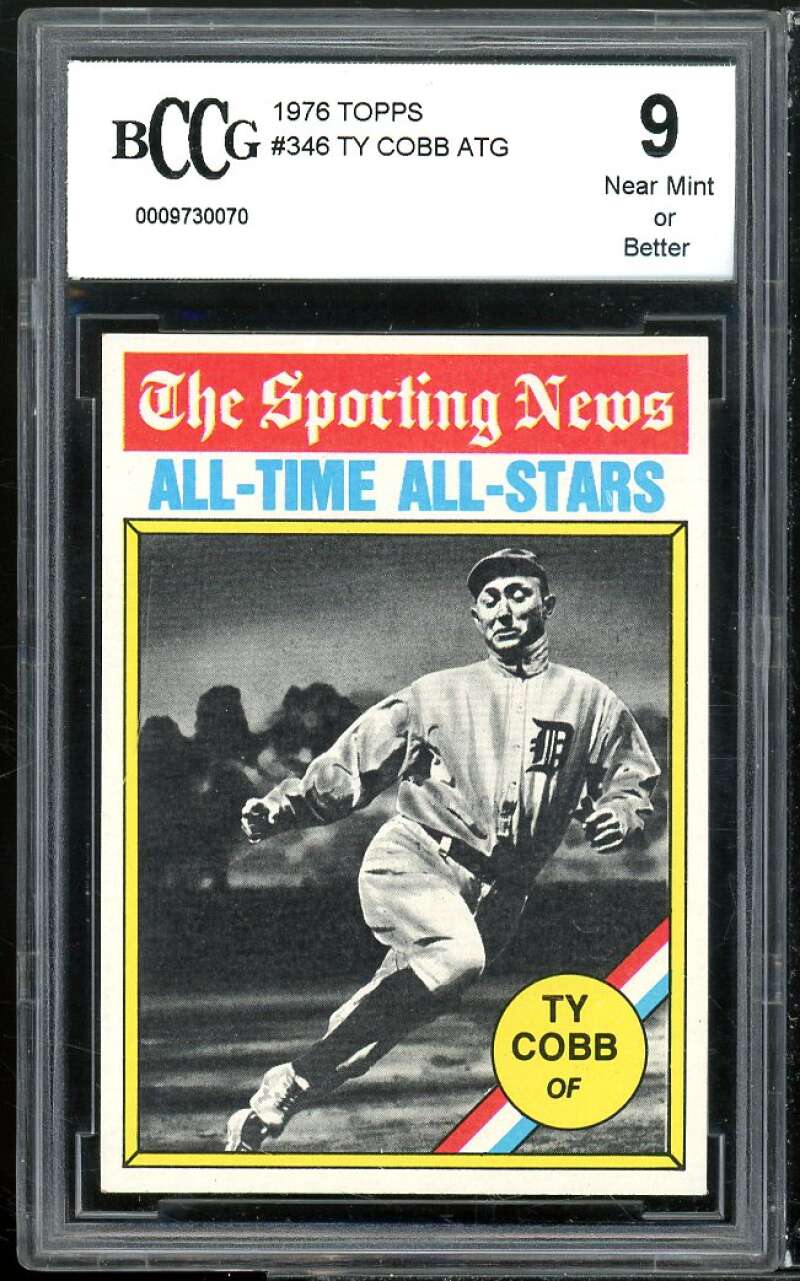 1976 Topps #346 Ty Cobb Card BGS BCCG 9 Near Mint+ Image 1