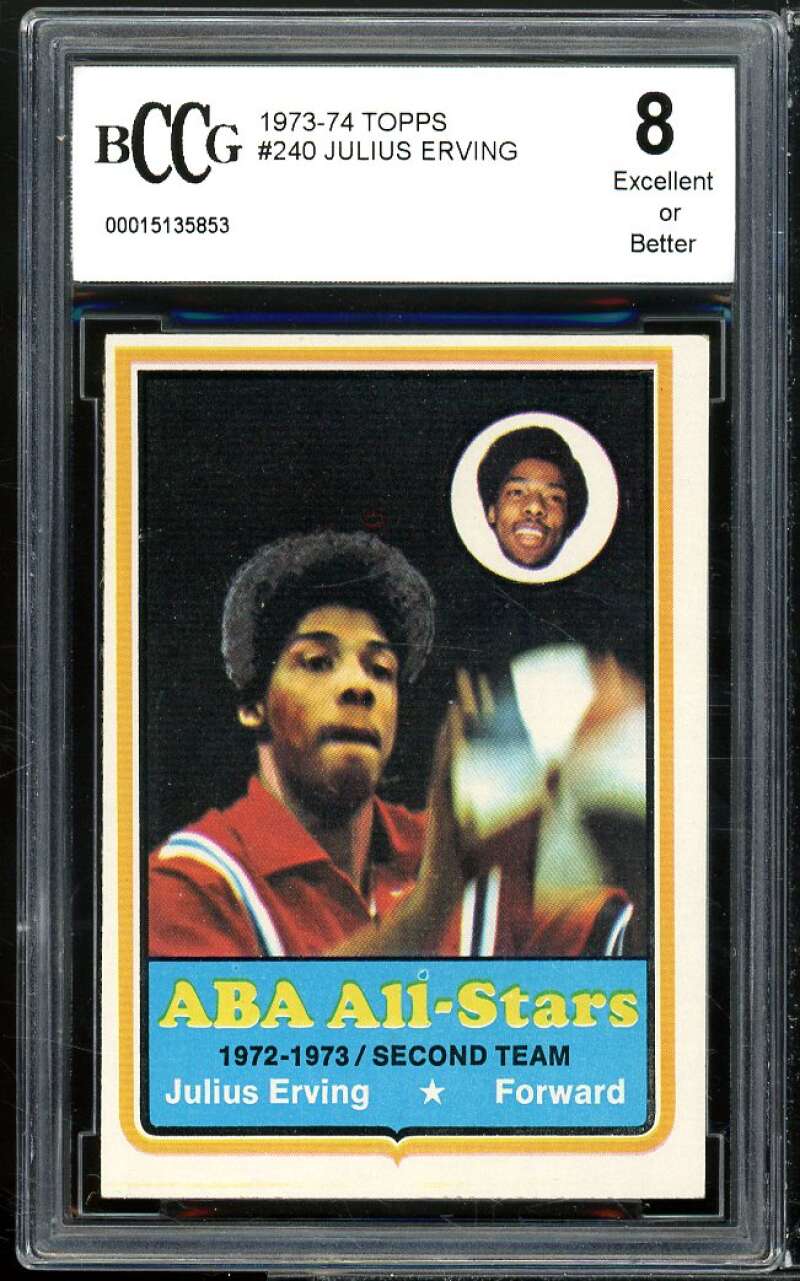 1973-74 Topps #240 Julius Erving Card BGS BCCG 8 Excellent+ Image 1