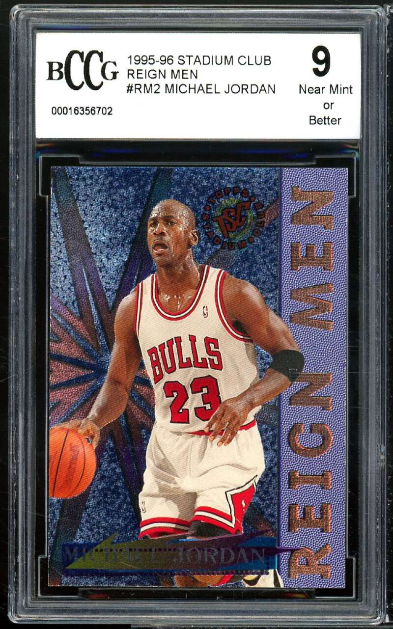 1995-96 Stadium Club Reign Men #RM2 Michael Jordan Card BGS BCCG 9 Near Mint+ Image 1