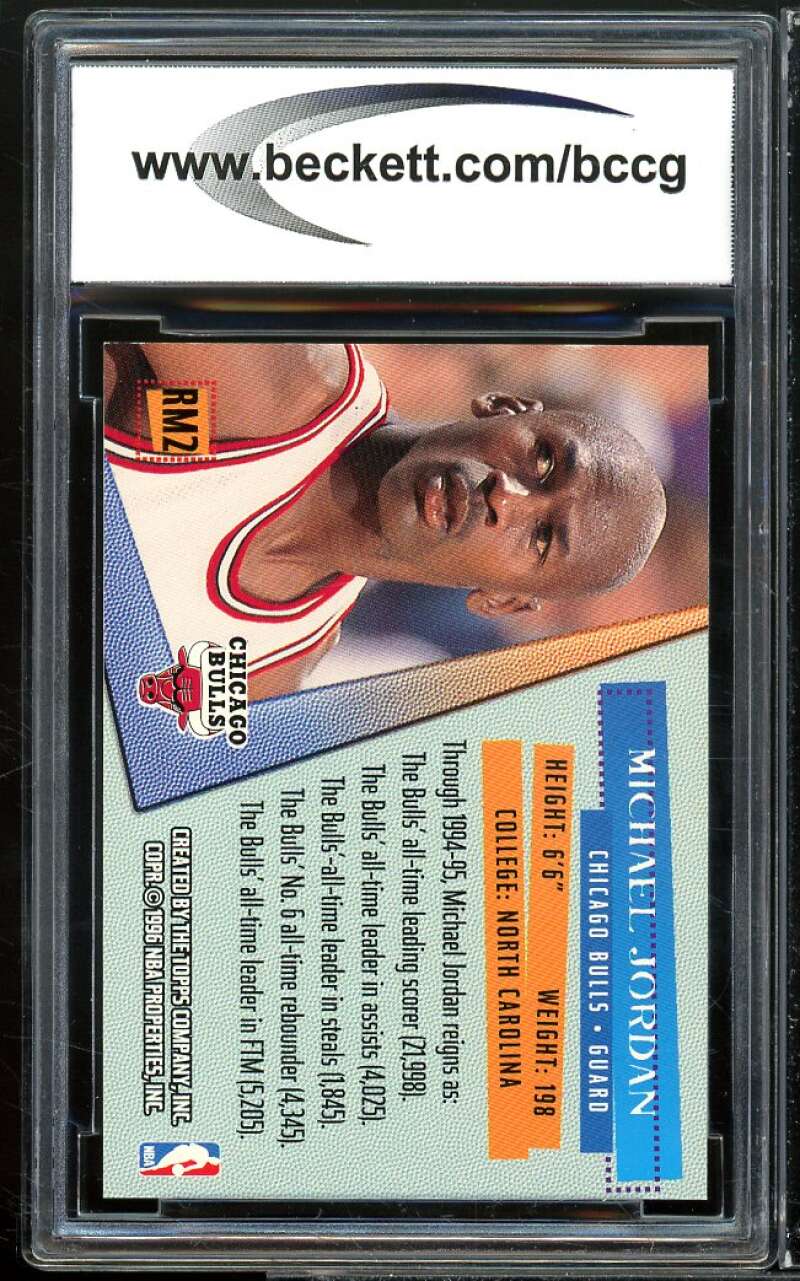 1995-96 Stadium Club Reign Men #RM2 Michael Jordan Card BGS BCCG 9 Near Mint+ Image 2