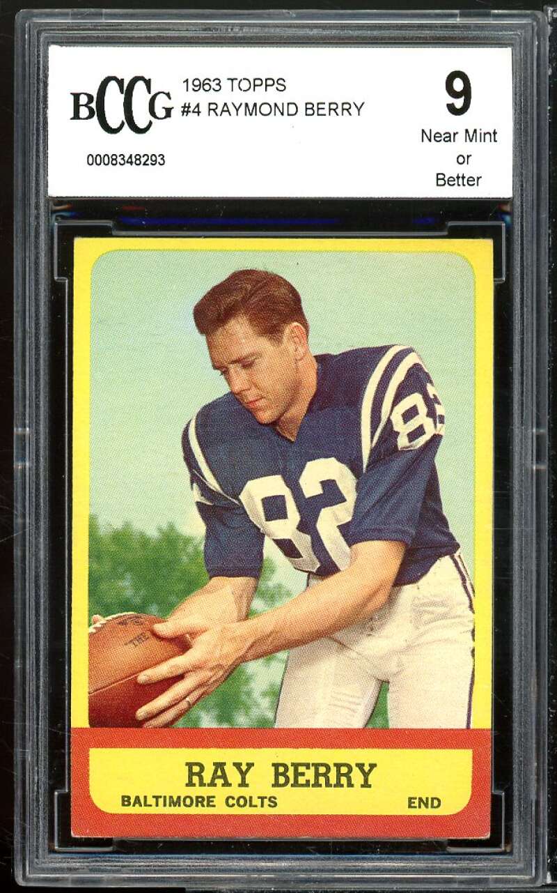 1963 Topps #4 Raymond Berry Card BGS BCCG 9 Near Mint+ Image 1