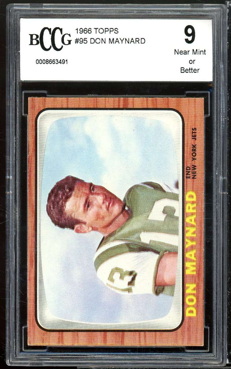 1966 Topps #95 Don Maynard Card BGS BCCG 9 Near Mint+ Image 1