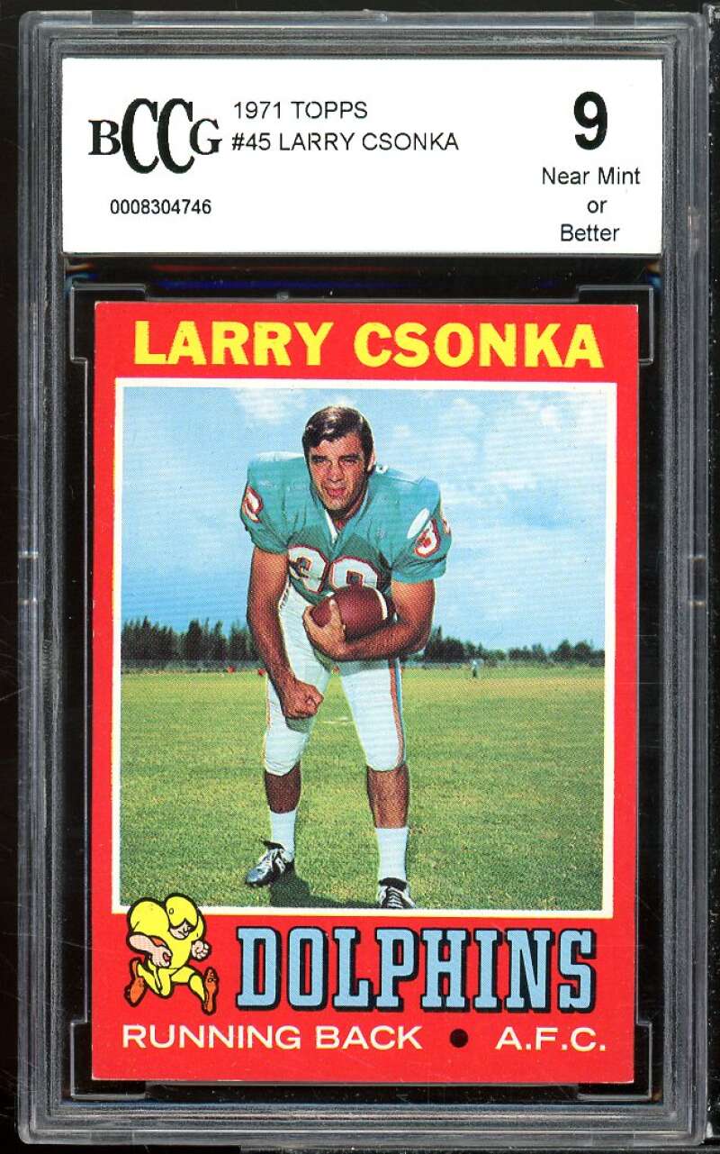 1971 Topps #45 Larry Csonka Card BGS BCCG 9 Near Mint+ Image 1