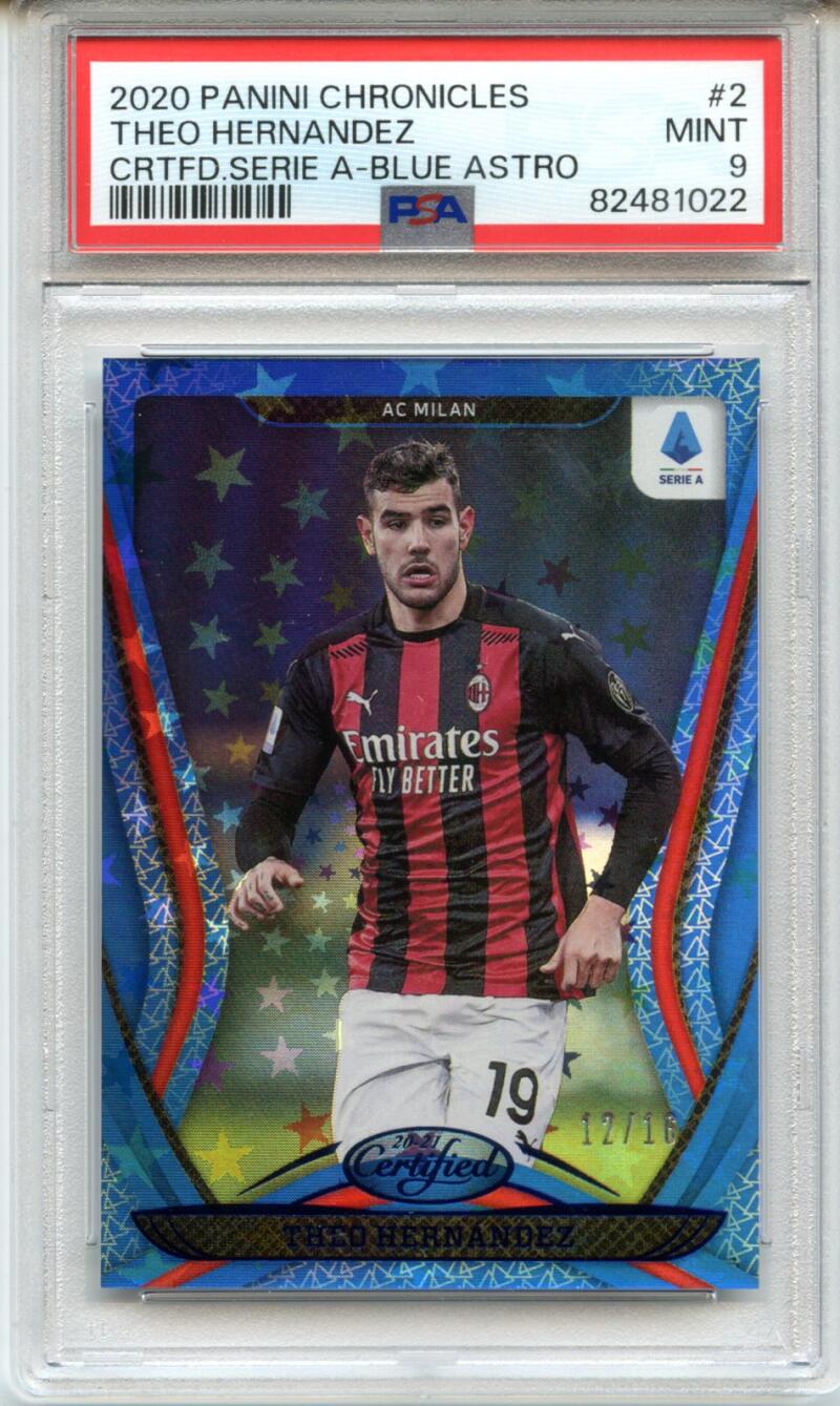 Theo Hernandez 2020 Panini Chronicles Certified Serie A Blue Astro /16  #2 PSA 9 Image 1