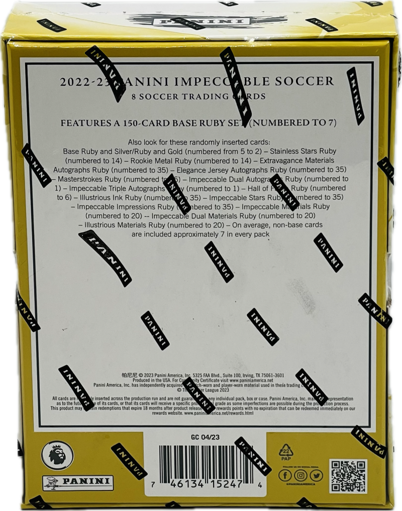 2022-23 Panini Impeccable Premier League Soccer Asia Hobby Box  Image 2