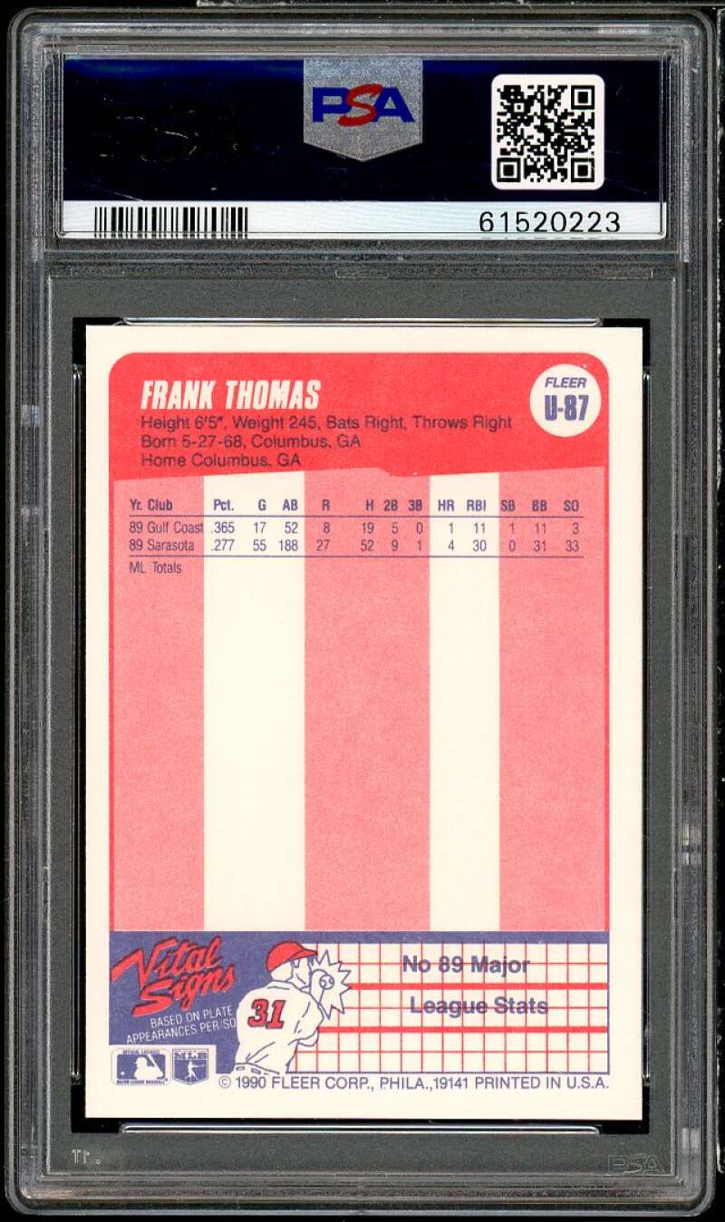 Frank Thomas Rookie Card 1990 Fleer Update #U-87 PSA 10 Image 2