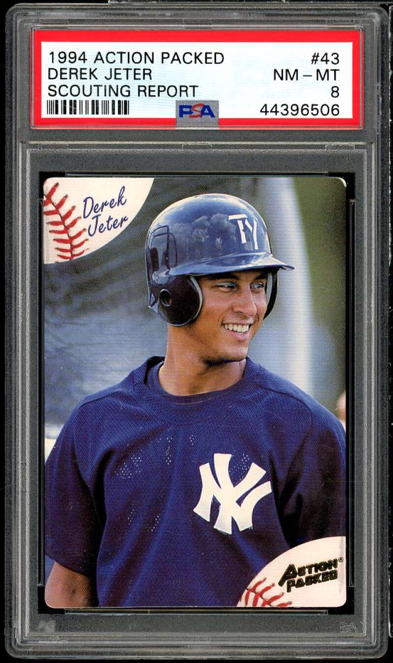 Derek Jeter Rookie Card 1994 Action Packed Scouting Report #43 PSA 8 Image 1