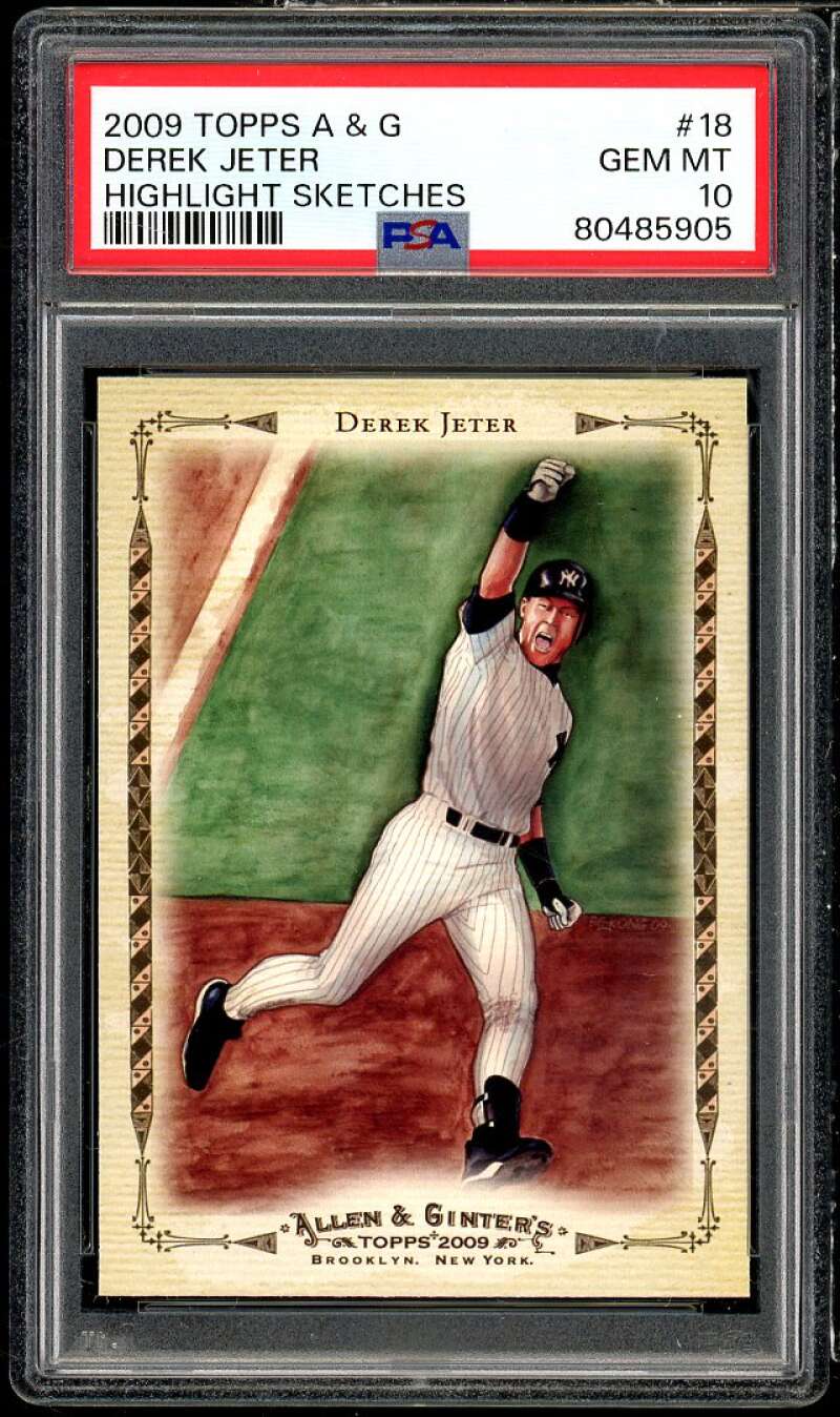 Derek Jeter Rookie Card 2009 Topps AG Highlight Sketches #18 PSA 10 Image 1