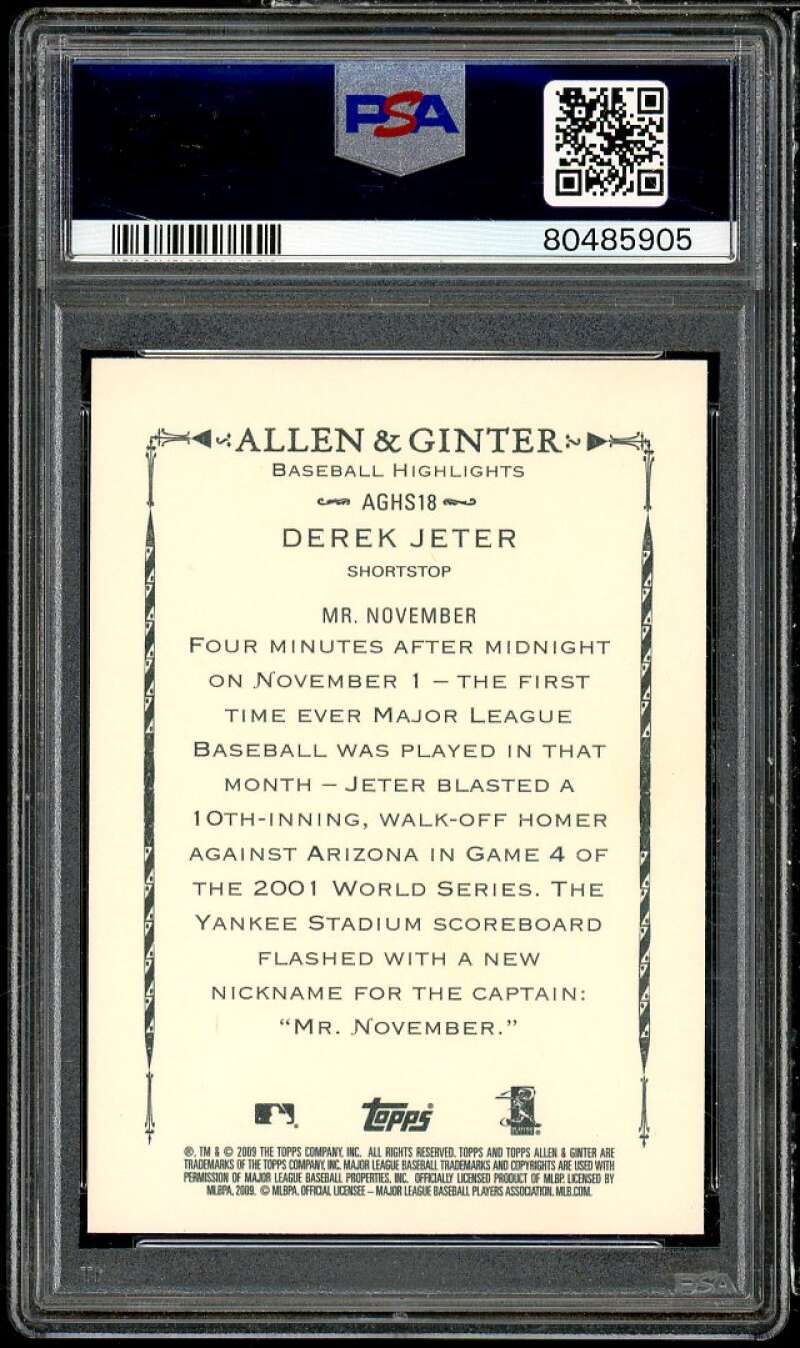 Derek Jeter Rookie Card 2009 Topps AG Highlight Sketches #18 PSA 10 Image 2