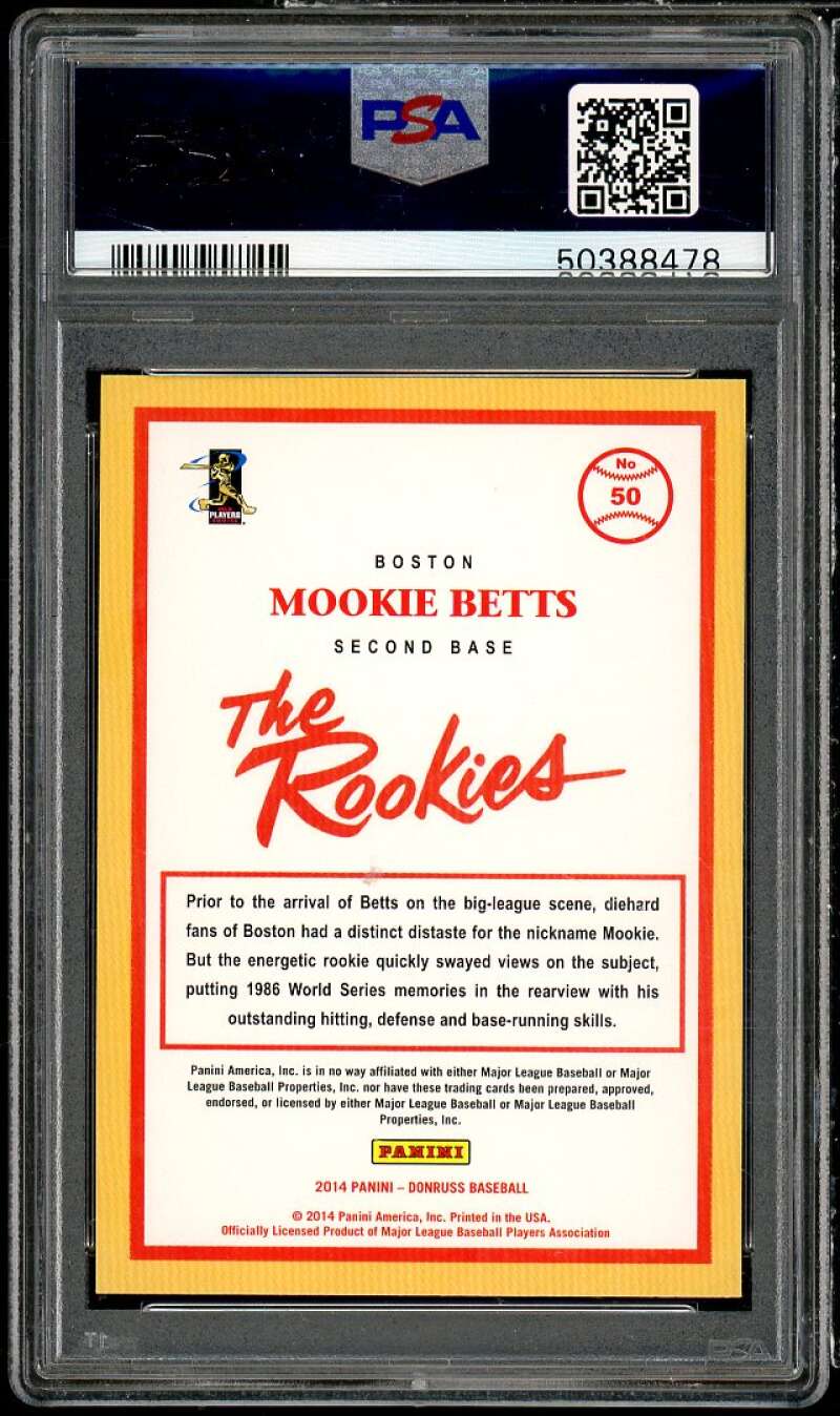 Mookie Betts Rookie Card 2014 Donruss The Rookies #50 PSA 10 Image 2